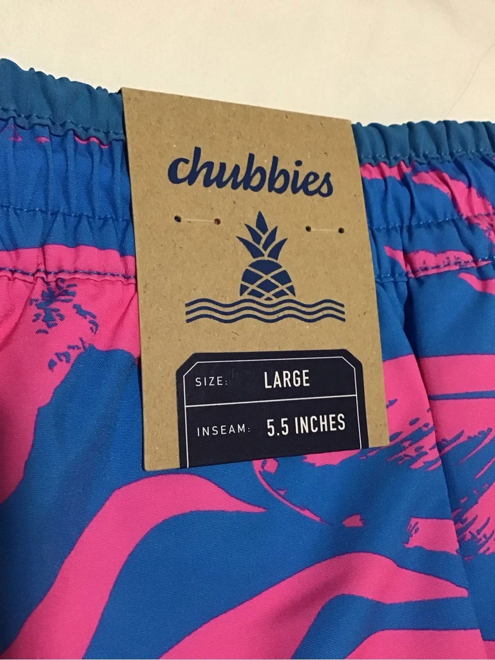Chubbies Pink & Blue Tropical Leaf Swimming Trunk L